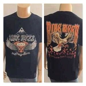 Bike Week Daytona Beach 2007 T Shirt Mens Large 100% Cotton Black 2 Sided Print